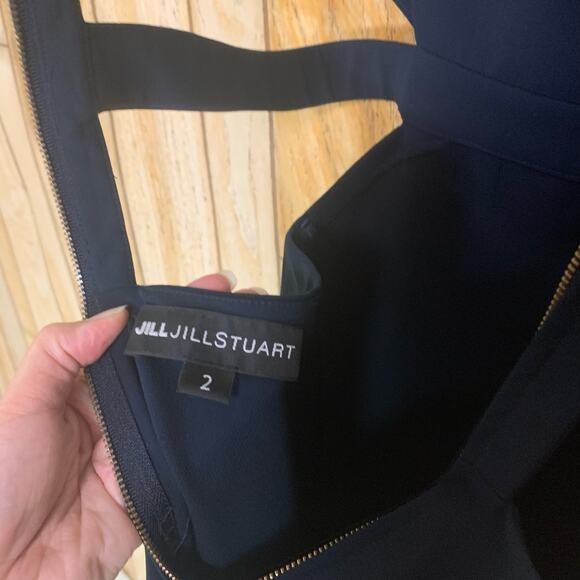 Jill Jill Stuart Navy Blue Cut-Out Gown Maxi Dress Size 2 A-Line Tank Straps - Picture 7 of 15